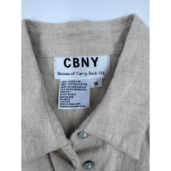 Linen Button Down Short Sleeve Shirt Womens‎ Neutral cleangirl - Picture 2 of 4